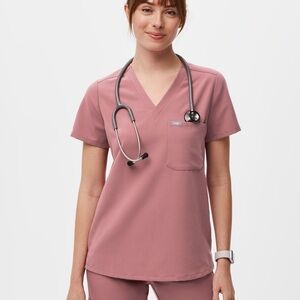 FIGS Mauve Catarina One Pocket V-Neck Scrub Top